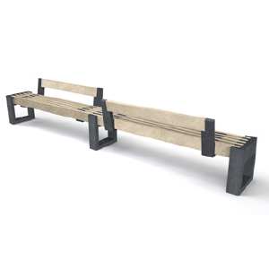 Canvas bench of cm.360 with double facing backrest right version