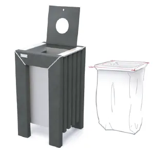Square litter bin for plastic bag