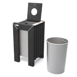 Square litter bin with inner container