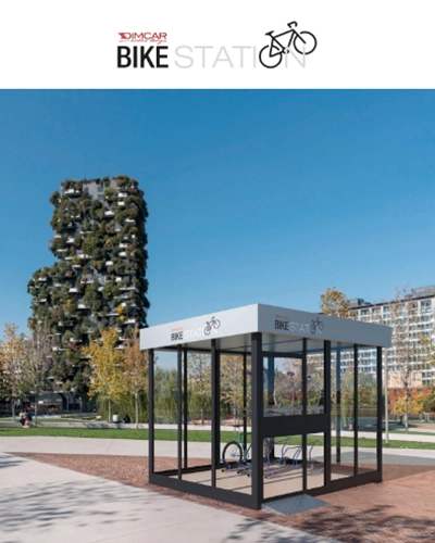 Copertina della brochure delle ciclostazioni DIMCAR.