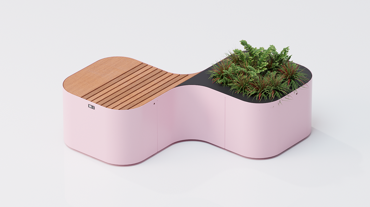 2-module Pinch bench with seat and planter