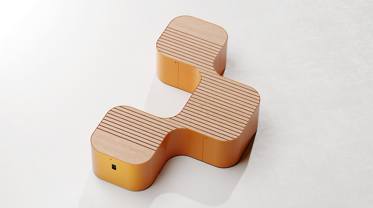 Pinch bench with 3 modules for seating only