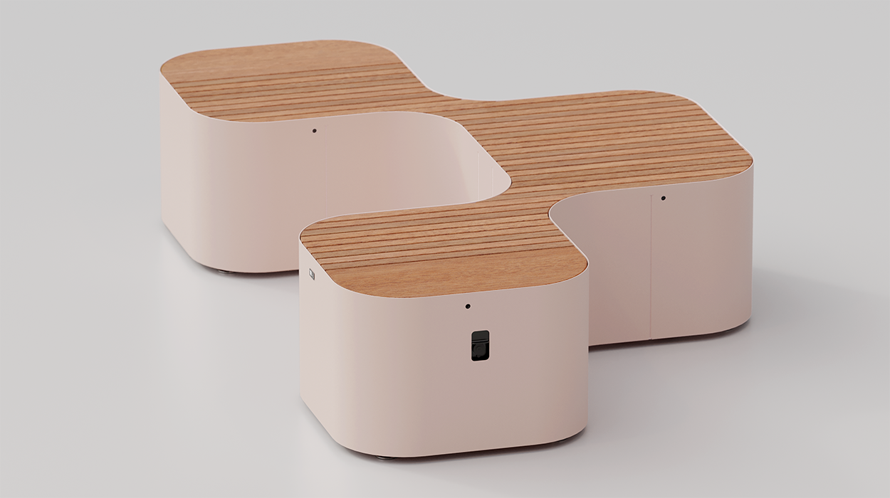 Pinch bench with 3 modules for seating only