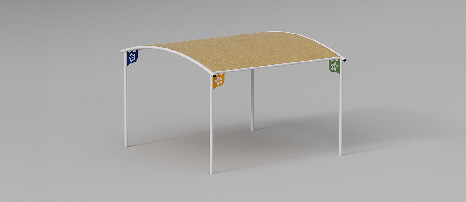 Aula didattica per esterno Abacus da interrare con telo ombreggiante vista 1