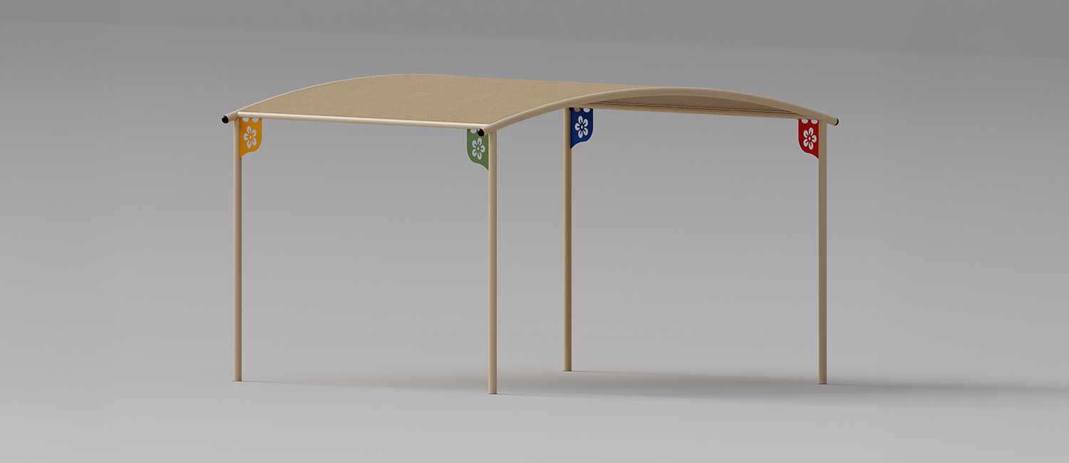 Aula didattica per esterno Abacus da interrare con telo ombreggiante vista 2