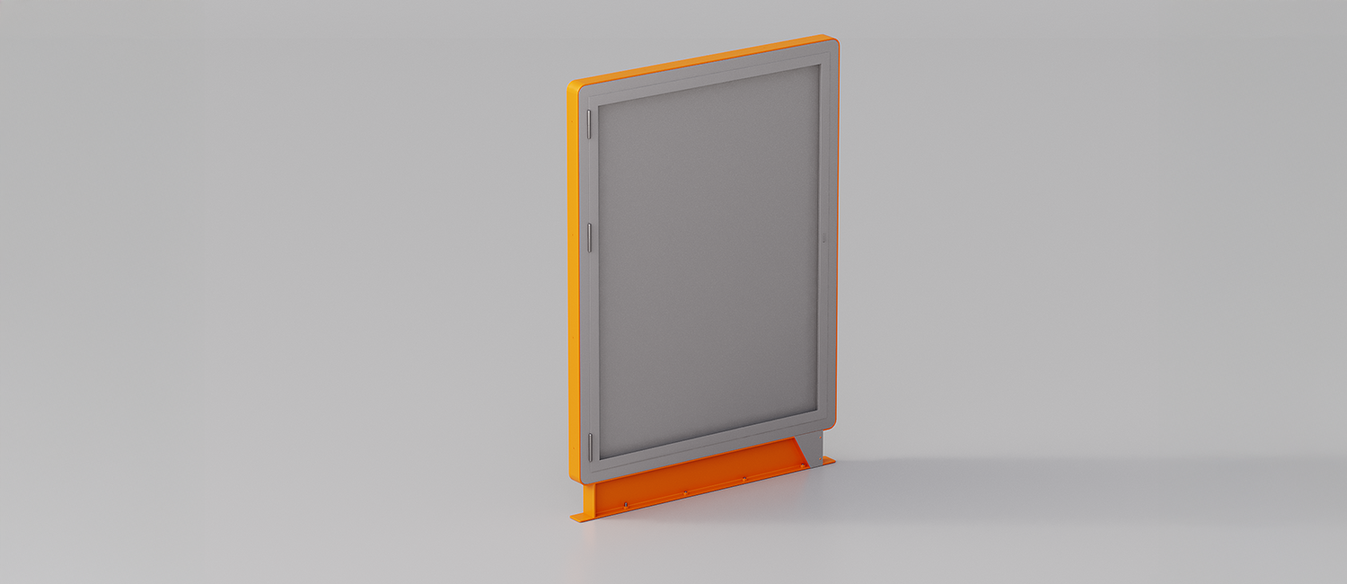 Double sided floor standing PopUp noticeboard with opening door 140x200cm vista 1