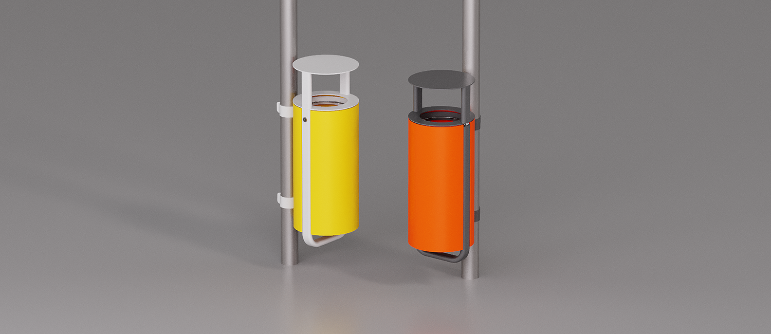 Diapason litter bin pole mounting and lid vista 2