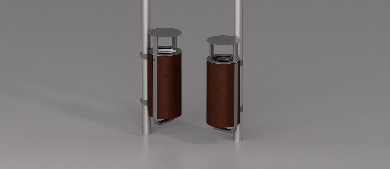 Diapason litter bin pole mounting and lid vista 3