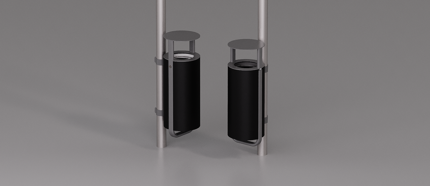 Diapason litter bin pole mounting and lid vista 4