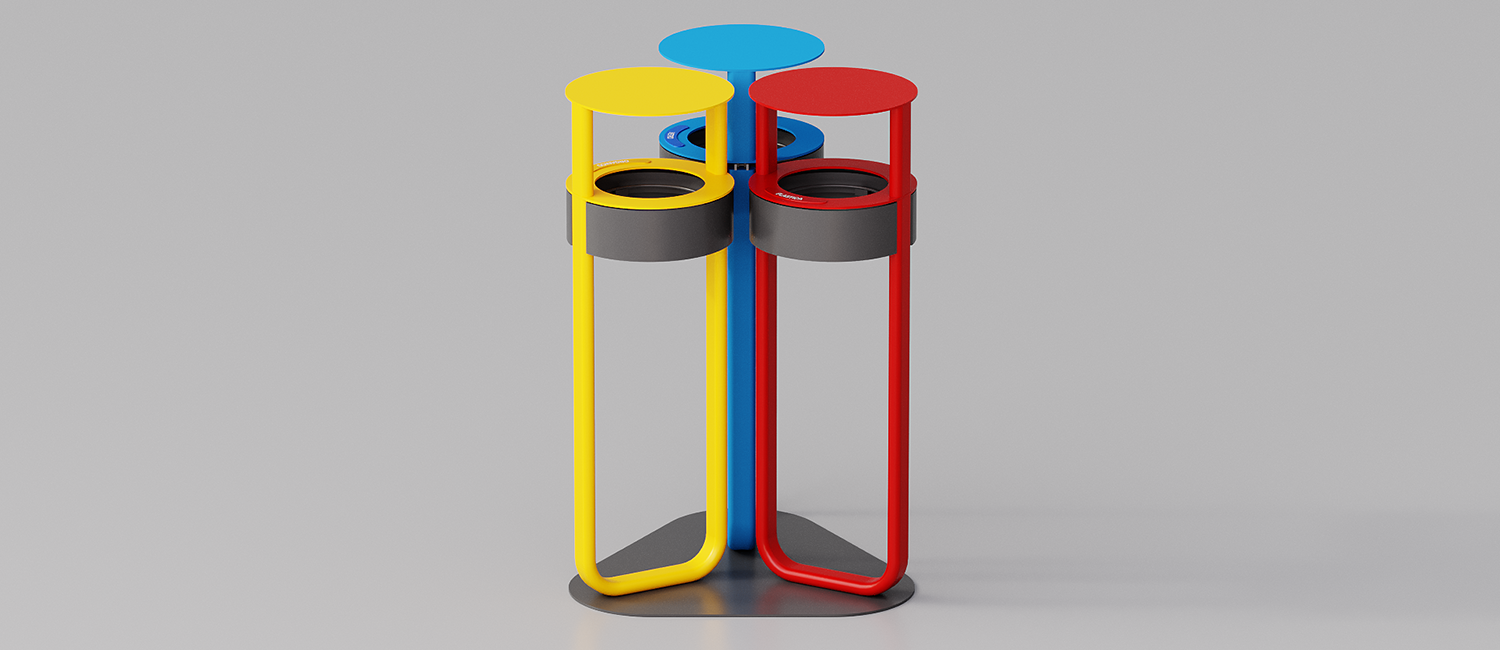 Cestino Diapason tris antiterrorismo con coperchio vista 1