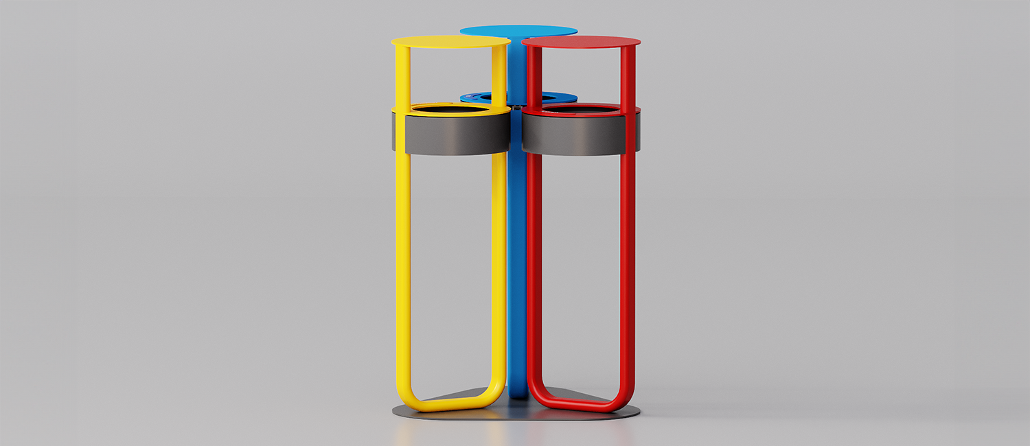 Cestino Diapason tris antiterrorismo con coperchio vista 2