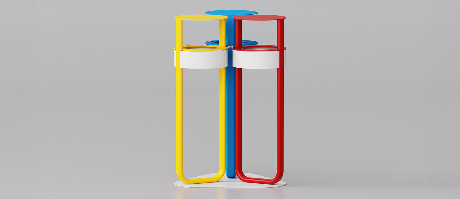 Cestino Diapason tris antiterrorismo con coperchio vista 8