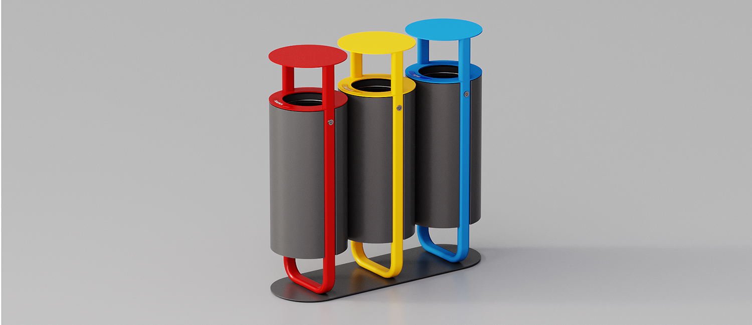 Cestino Diapason tris con coperchio vista 1