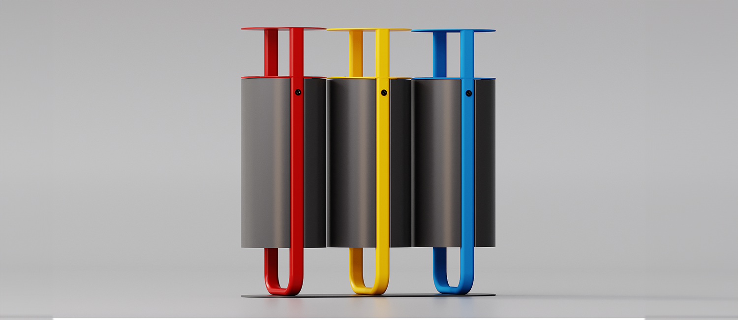 Cestino Diapason tris con coperchio vista 2