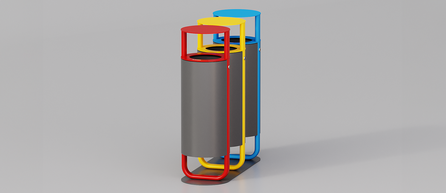Cestino Diapason tris con coperchio vista 3