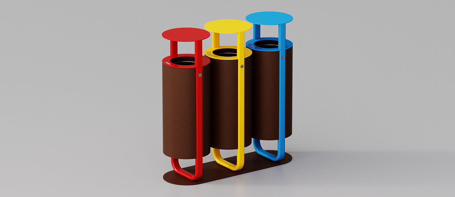 Cestino Diapason tris con coperchio vista 4