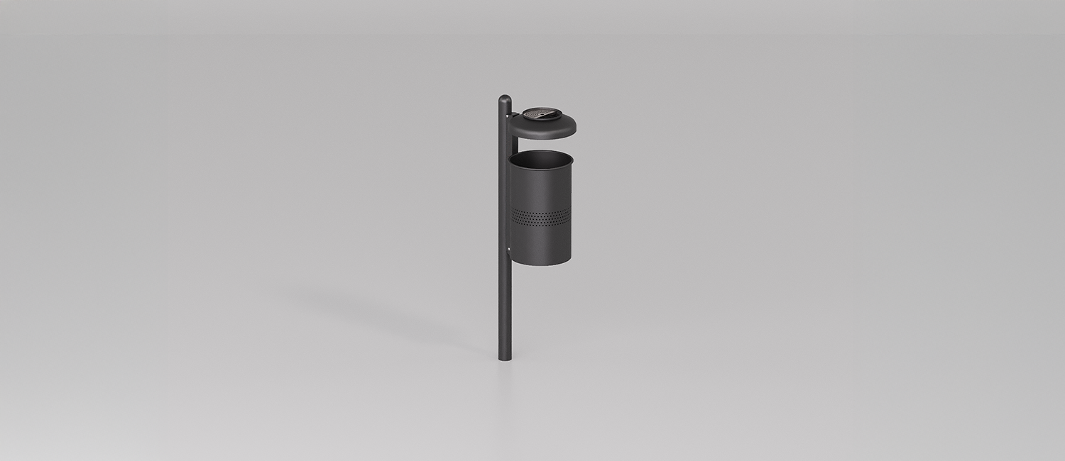 Cestino ecoBIO con coperchio e posacenere vista 1