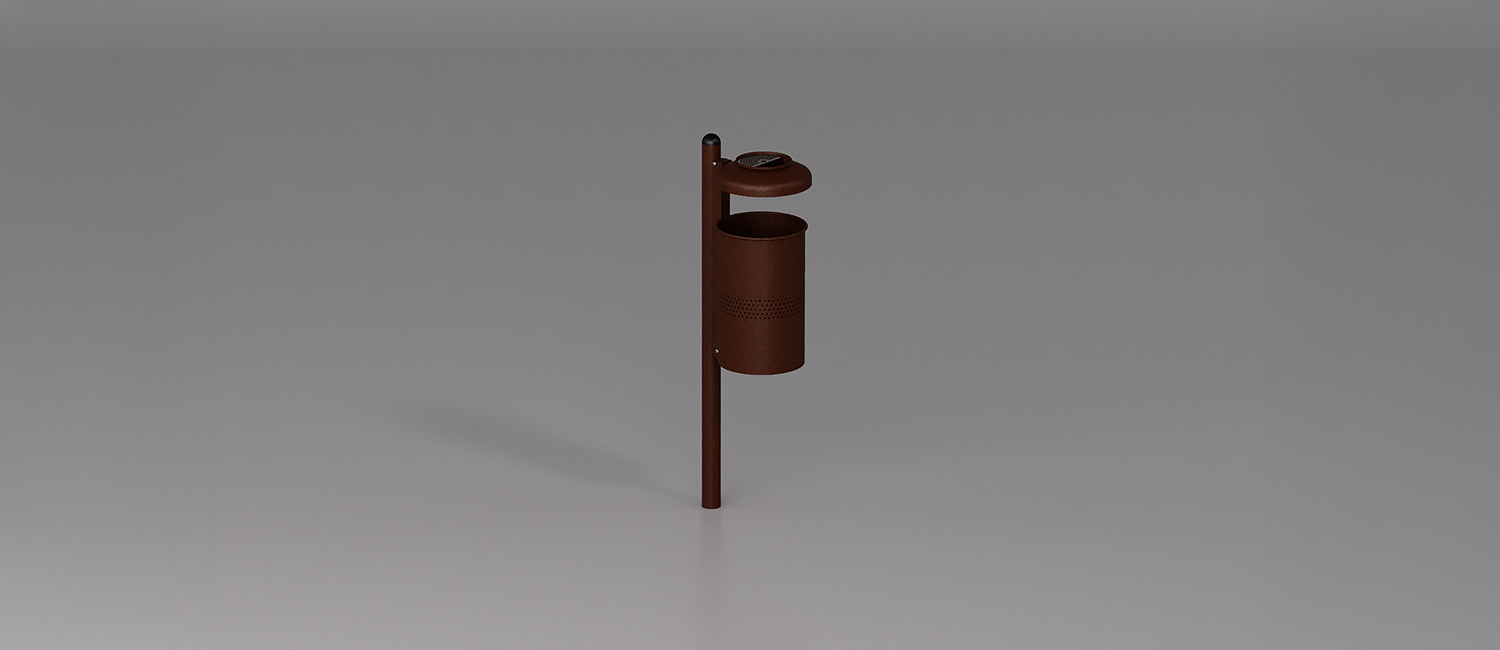 Cestino ecoBIO con coperchio e posacenere vista 2