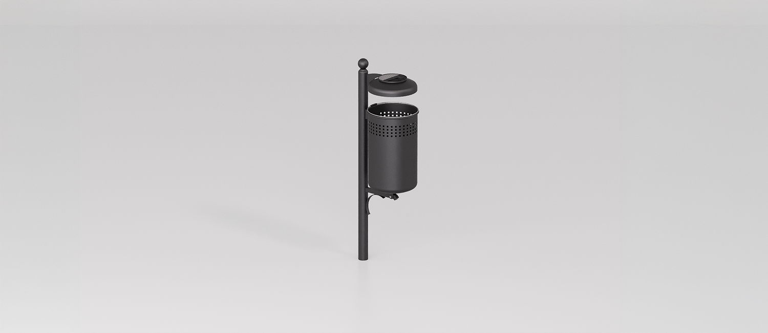 Cestino Forlì con coperchio e posacenere vista 1