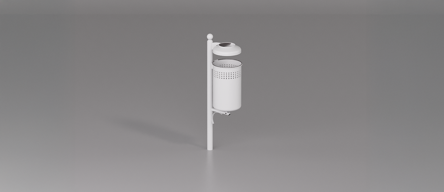 Cestino Forlì con coperchio e posacenere vista 3