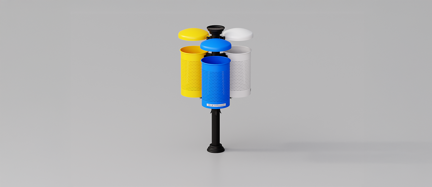 Cestino Trio con posacenere vista 1