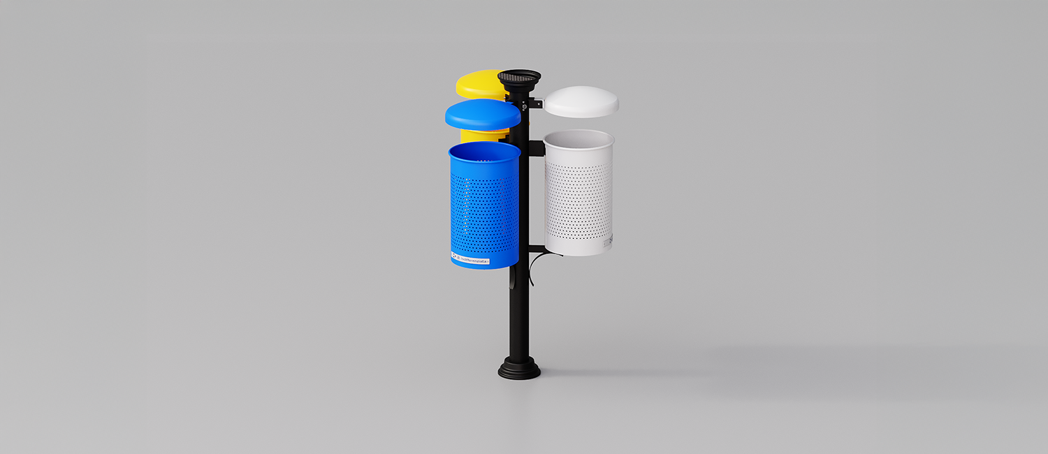 Cestino Trio con posacenere vista 2