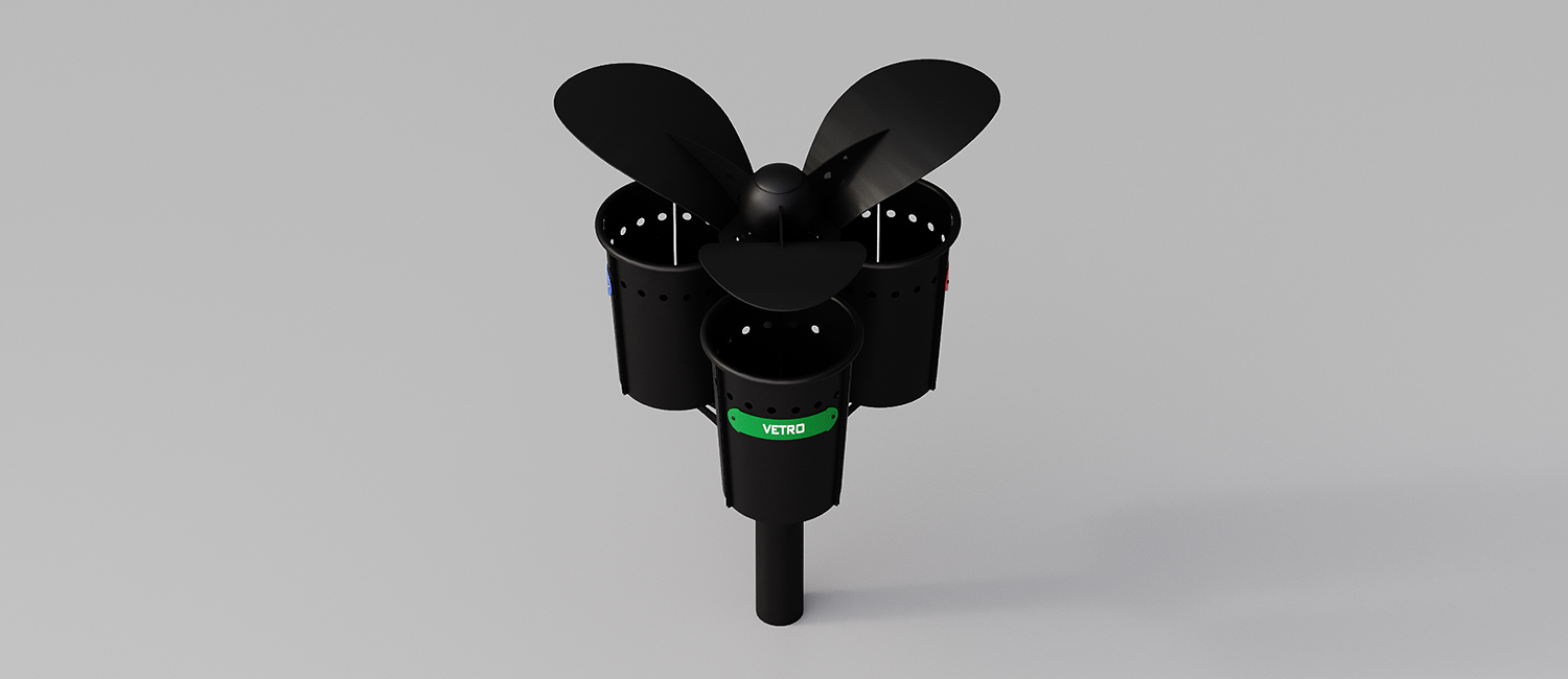 Cestino triplo Pirro vista 3