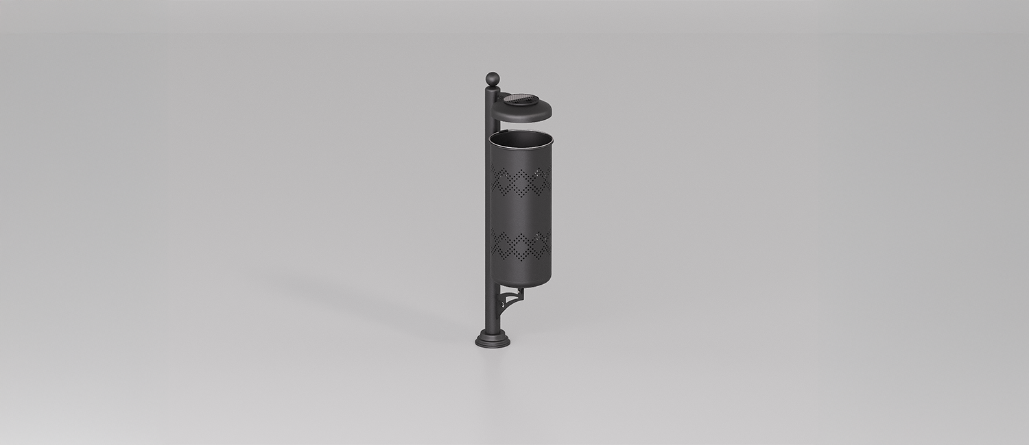 Bin Urano with lid and ashtray vista 1