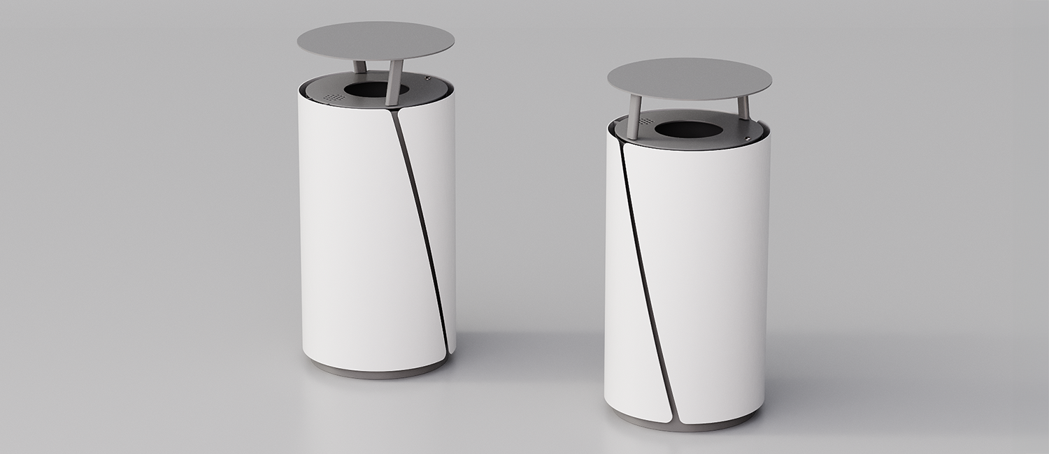 Cestone Bob con coperchio e posacenere vista 1