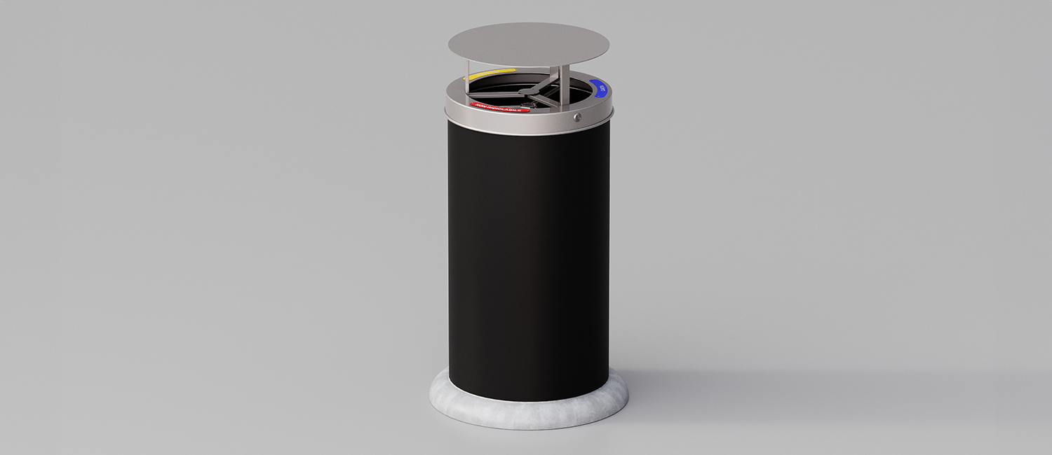 Elios large trash bin with lid and CLS basement vista 1