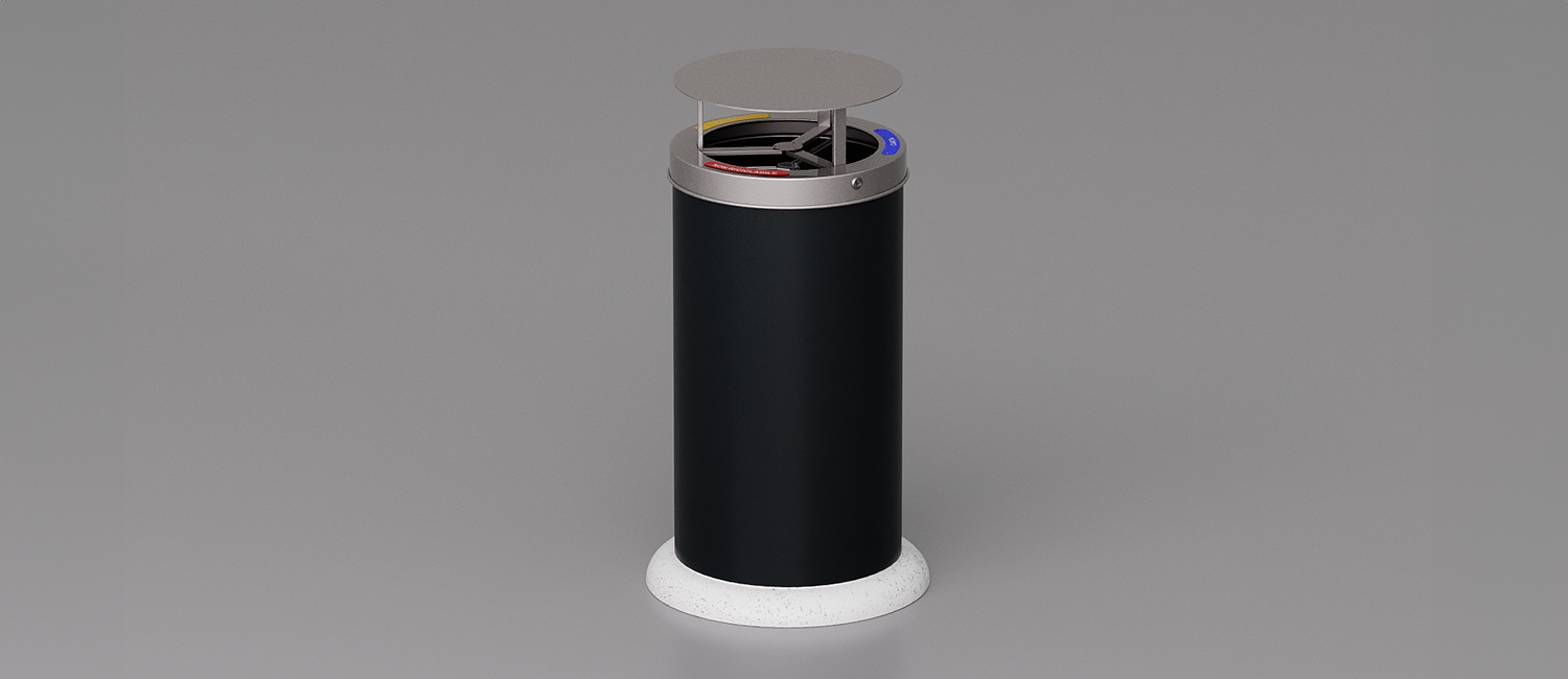 Elios large trash bin with lid and CLS basement vista 3