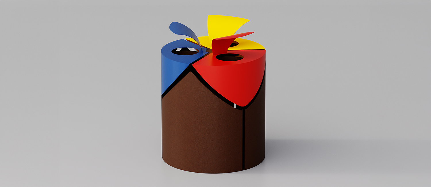 Cestone Kurt Three con coperchio vista 3