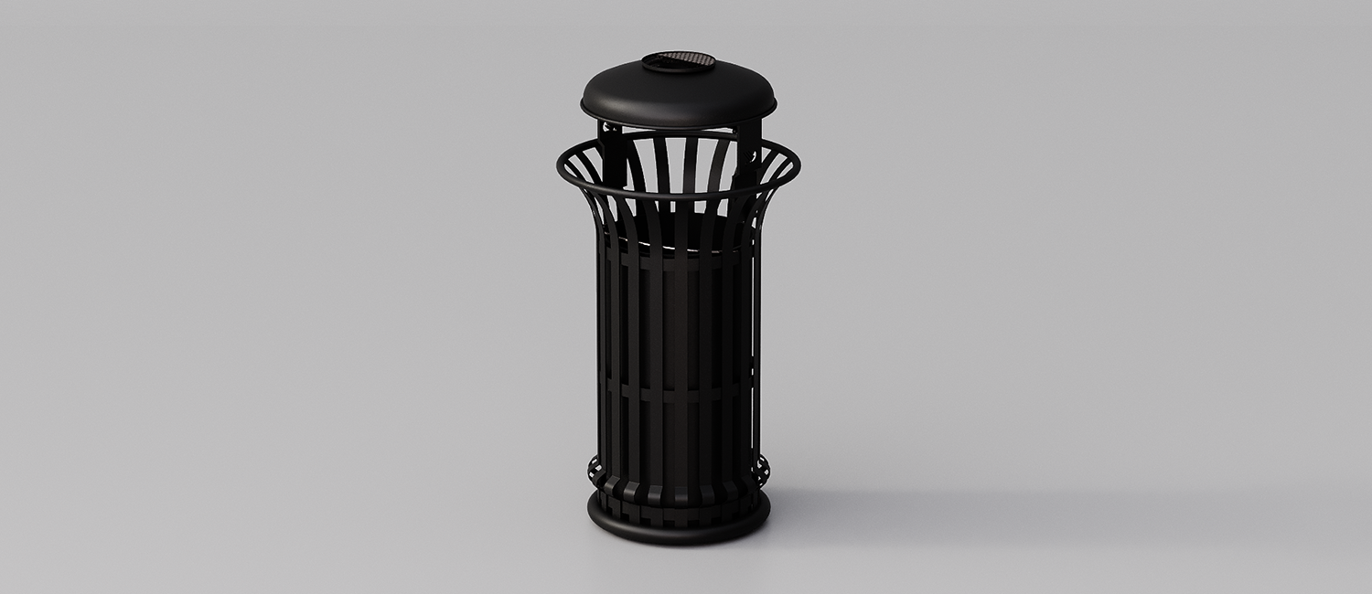 Cestone Mida con coperchio e posacenere vista 1