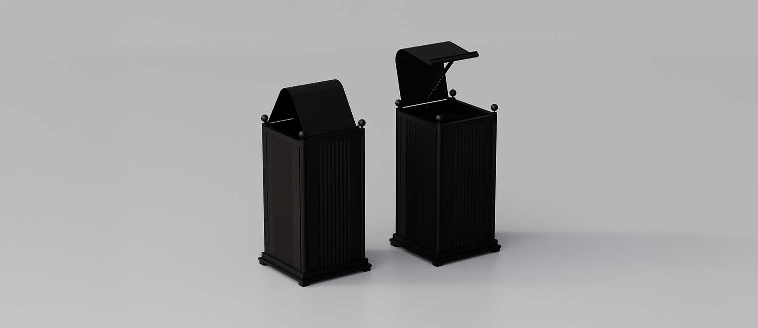 Large Trash Bin Sassari with lid vista 1