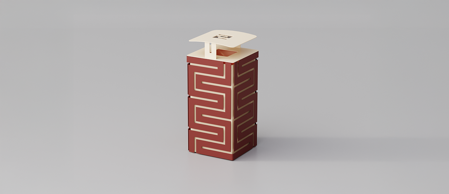 Snake large trash bin with lid and ashtray vista 1