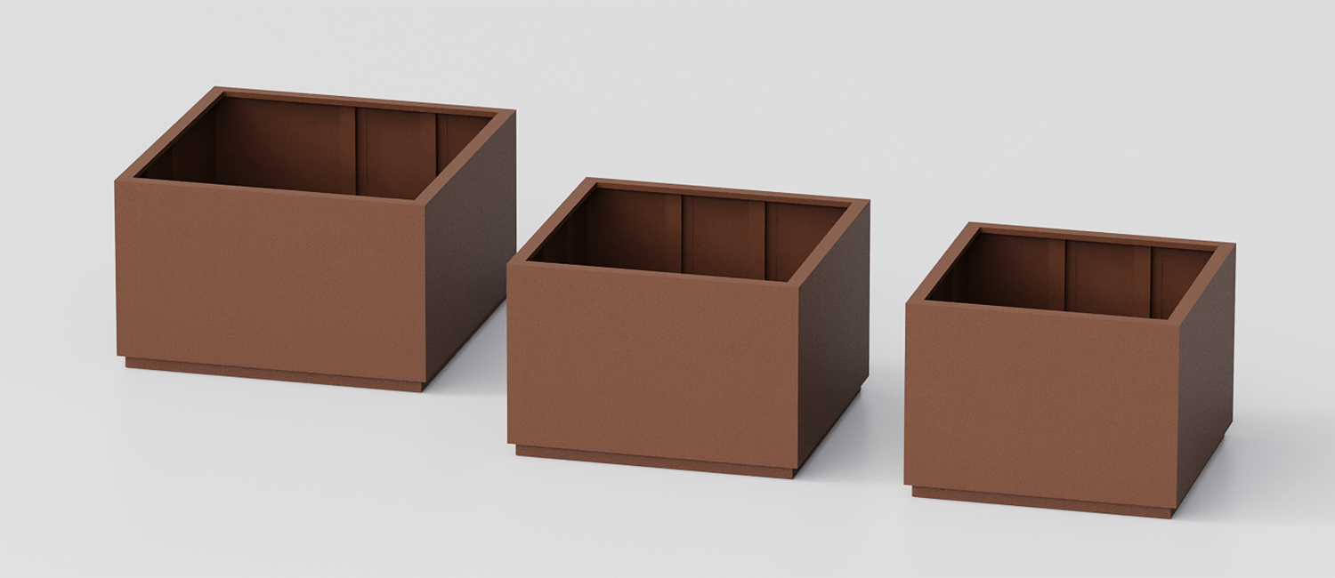 Rusty planter in painted steel vista 2