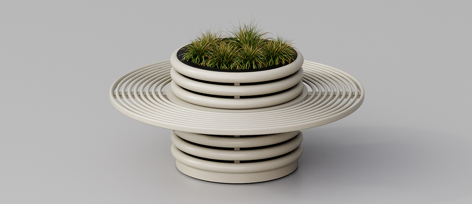 Flower Box Azalea with circular bench vista 1