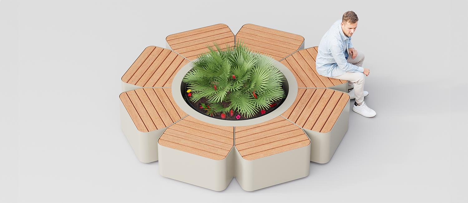Flower box Flora big with seat vista 1