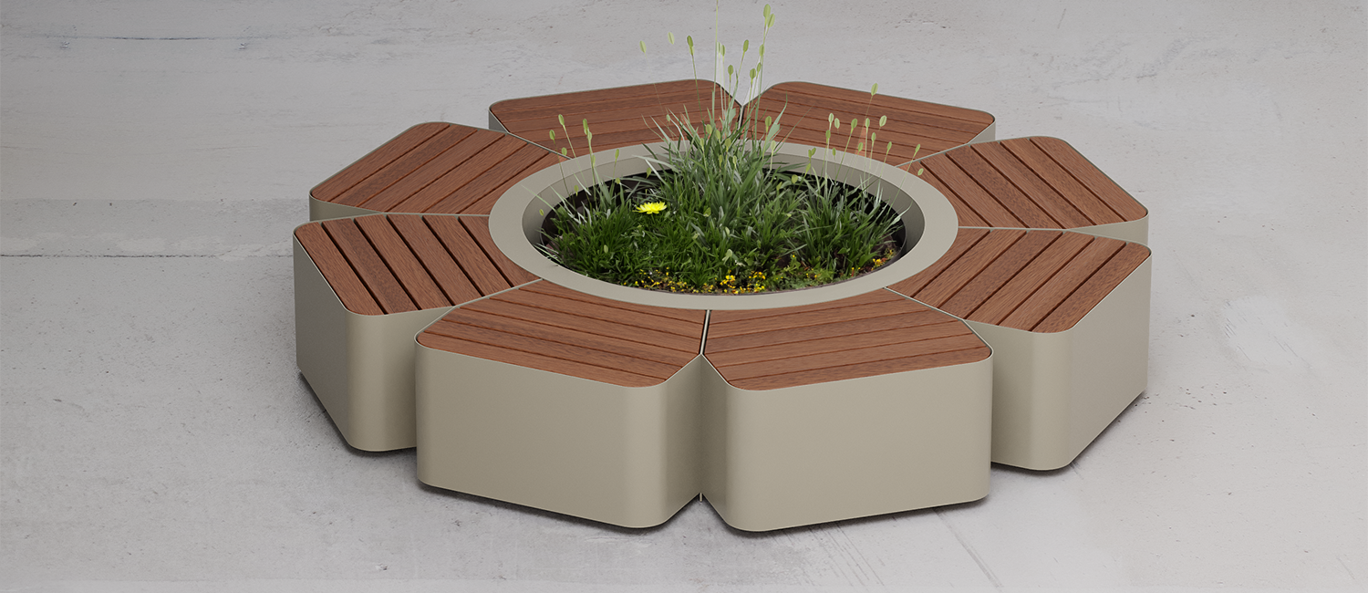 Flower box Flora big with seat vista 2