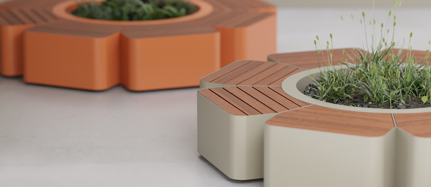 Flower box Flora big with seat vista 3