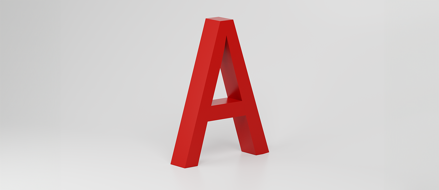 Letter Alfy 3D vista 1