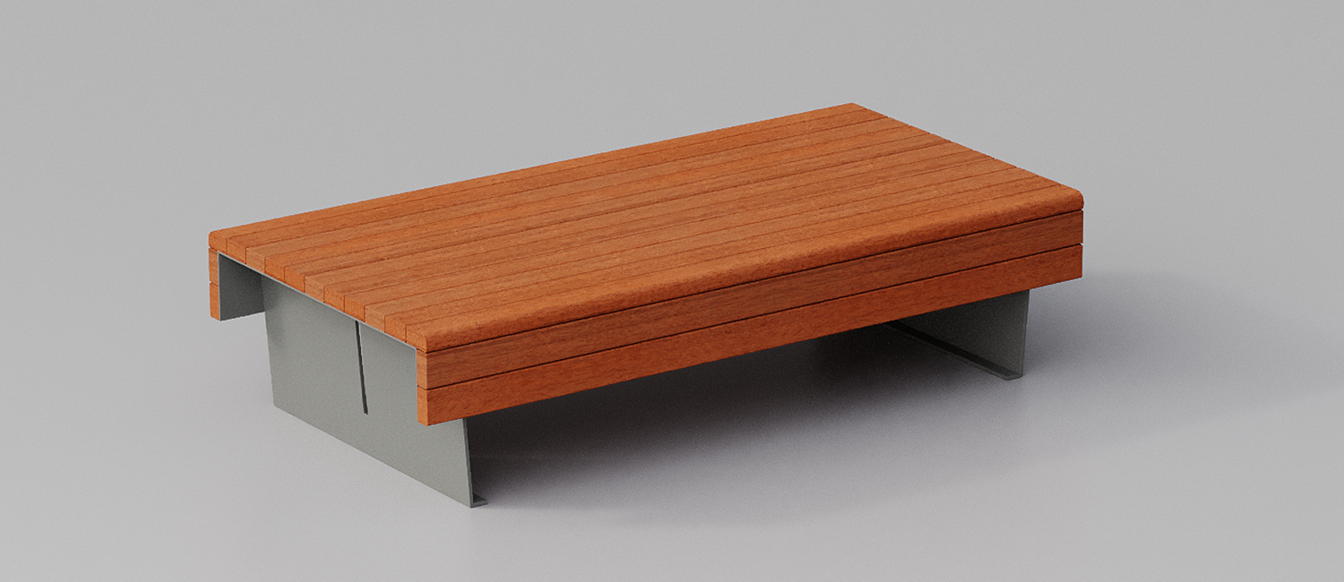 Panca Flea seduta doppia con fasce in Okumè vista 1