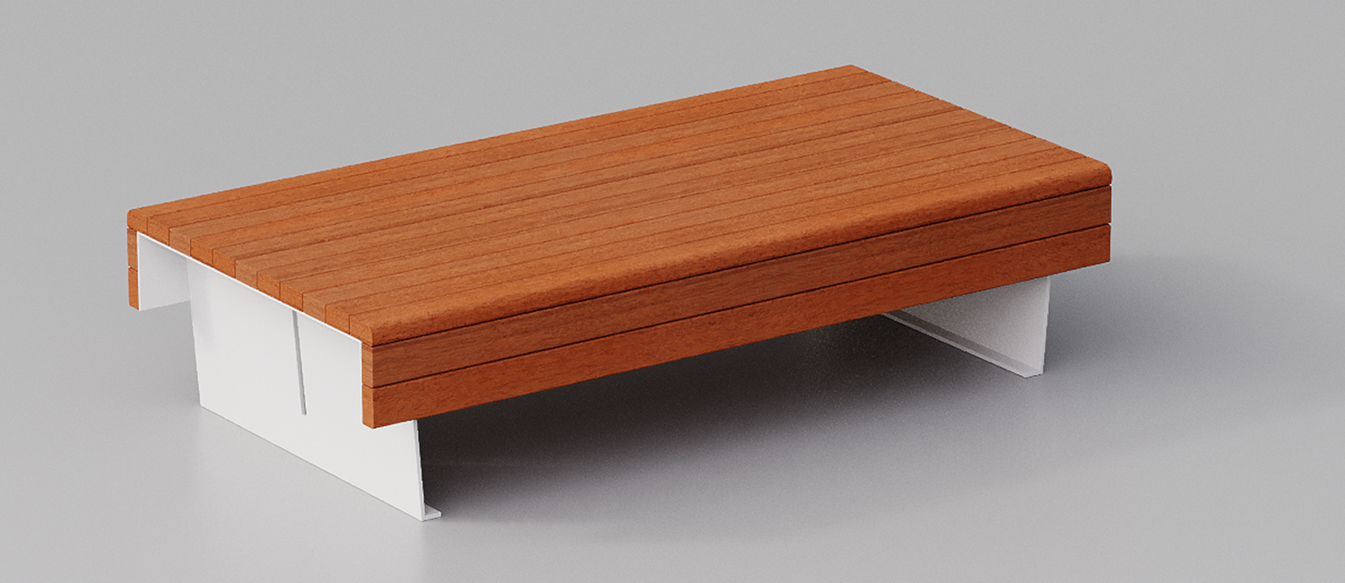 Panca Flea seduta doppia con fasce in Okumè vista 2