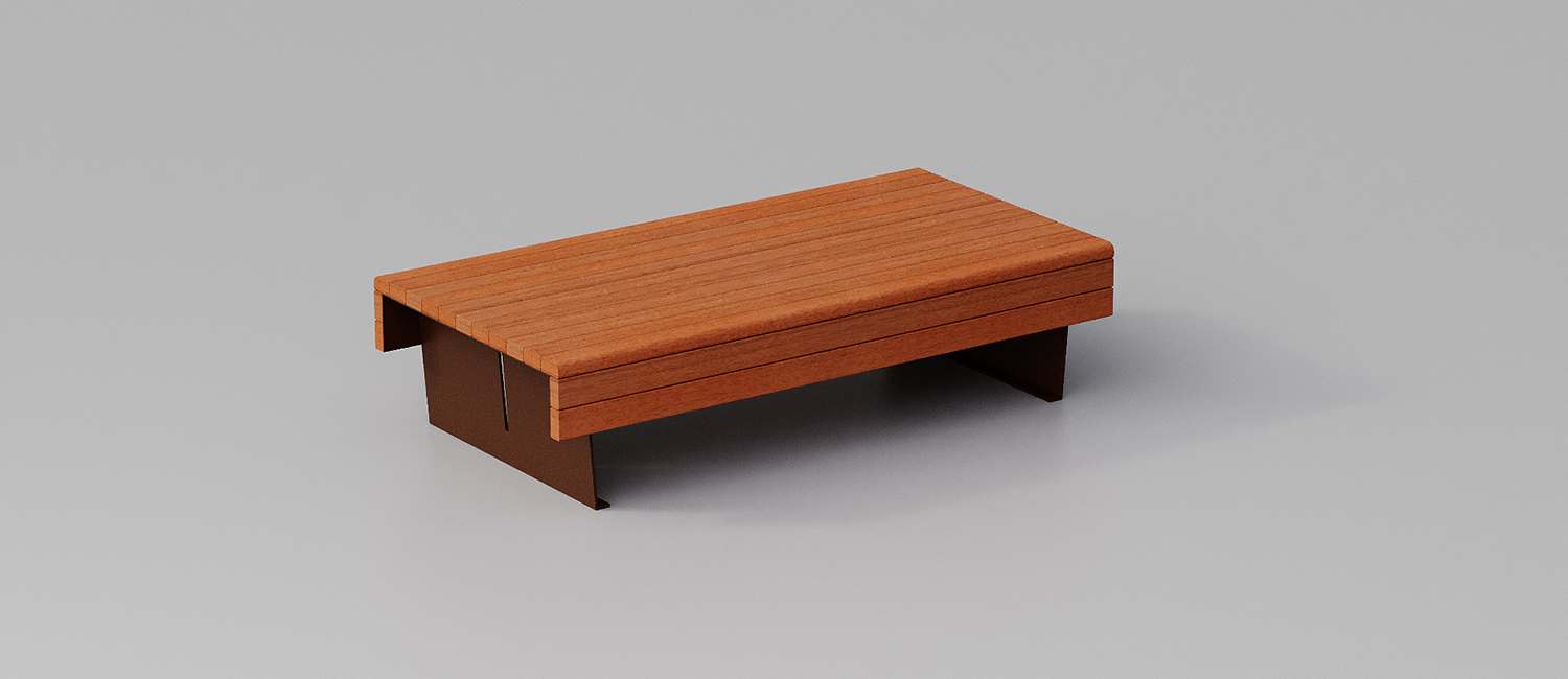 Panca Flea seduta doppia con fasce in Okumè vista 3