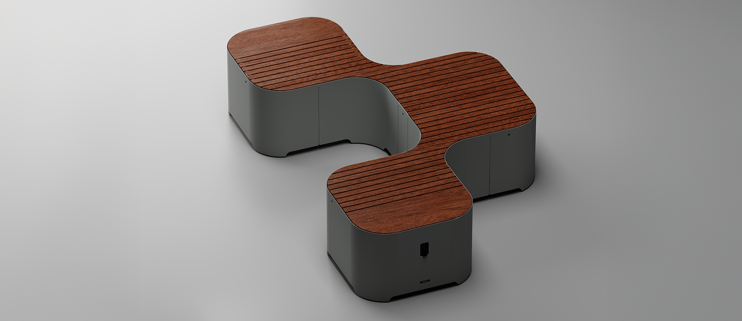 Pinch bench with 3 modules for seating only vista 1
