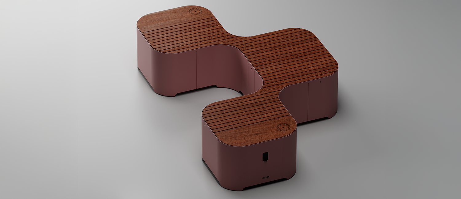 Pinch bench with 3 modules for seating only vista 3