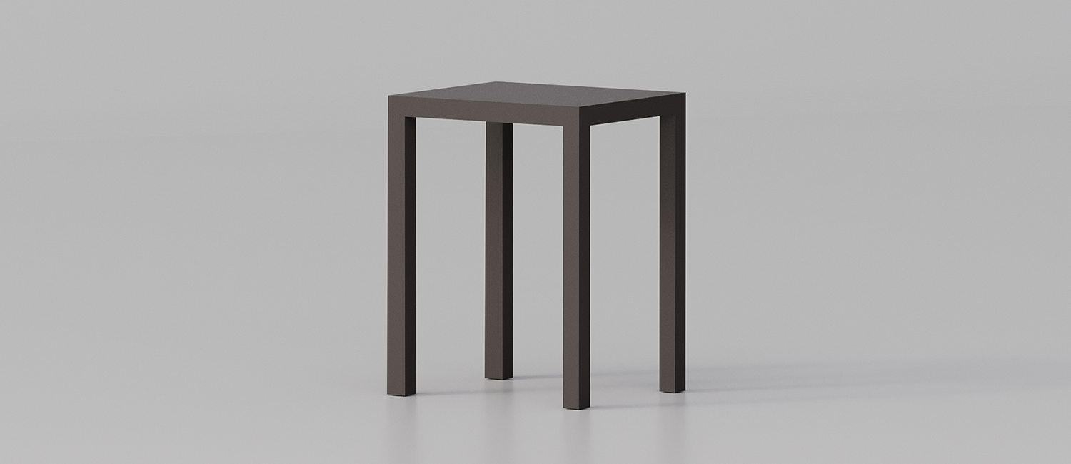 Simply outdoor bench with sheet metal seat vista 2