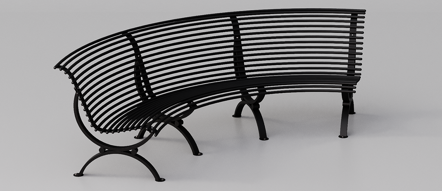Bench Clematis seat curved inwards vista 1