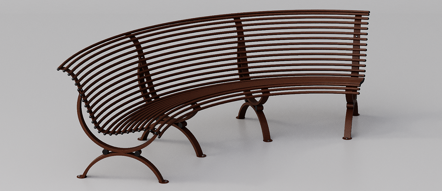 Bench Clematis seat curved inwards vista 2