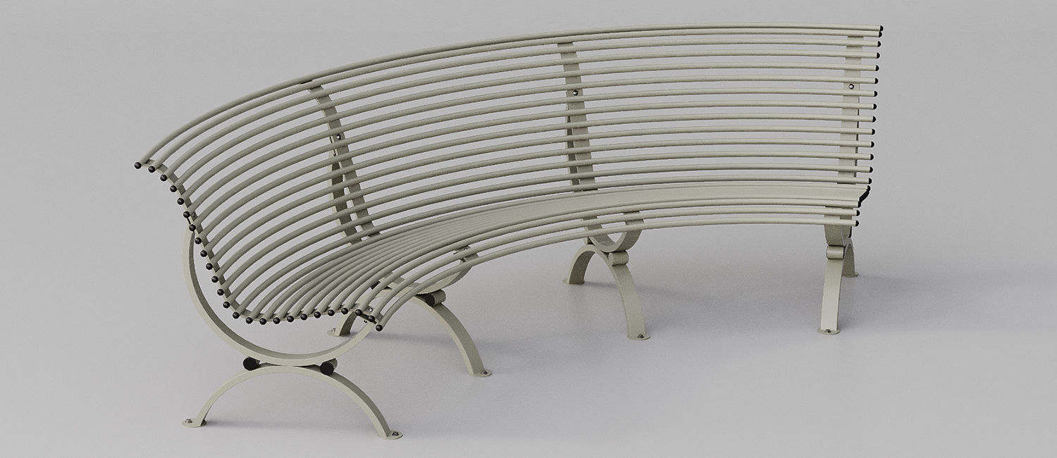 Bench Clematis seat curved inwards vista 3